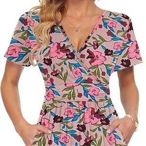 Women's Short Sleeve Empire Waist Dress - Size M-NWT